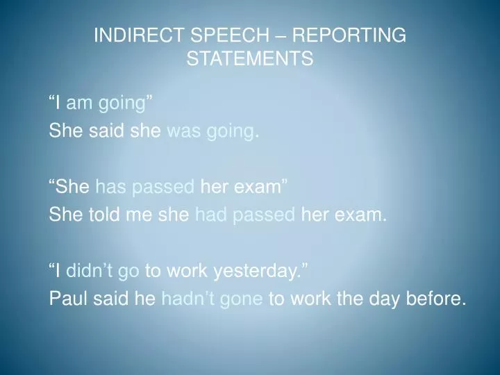 indirect speech reporting statements