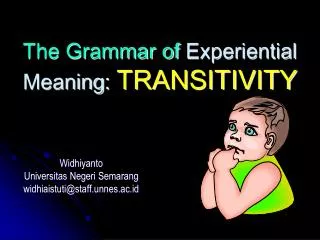 The Grammar of Experiential Meaning : TRANSITIVITY