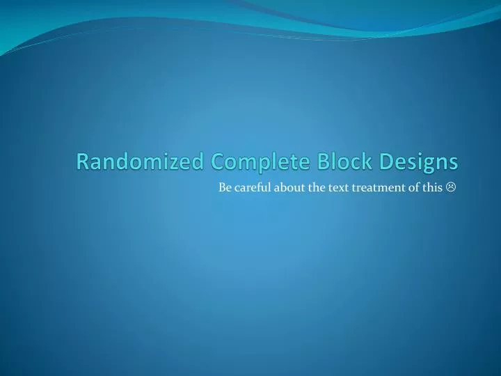 randomized complete block designs
