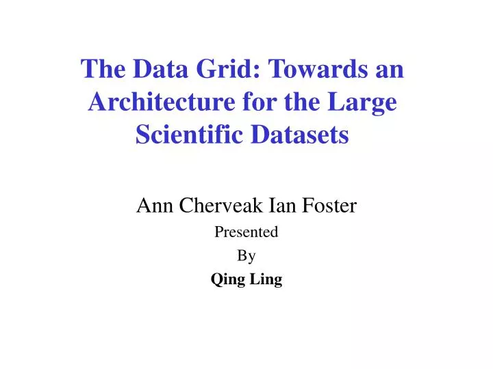 the data grid towards an architecture for the large scientific datasets