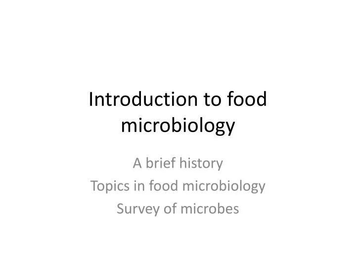 introduction to food microbiology