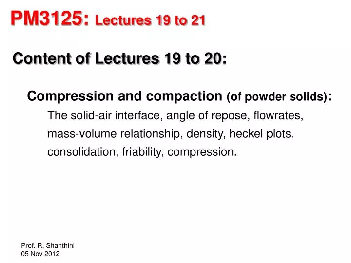 pm3125 lectures 19 to 21