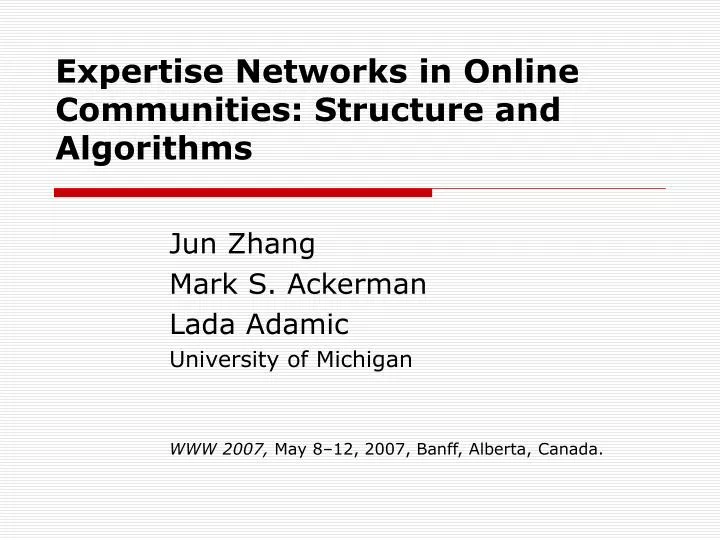 expertise networks in online communities structure and algorithms
