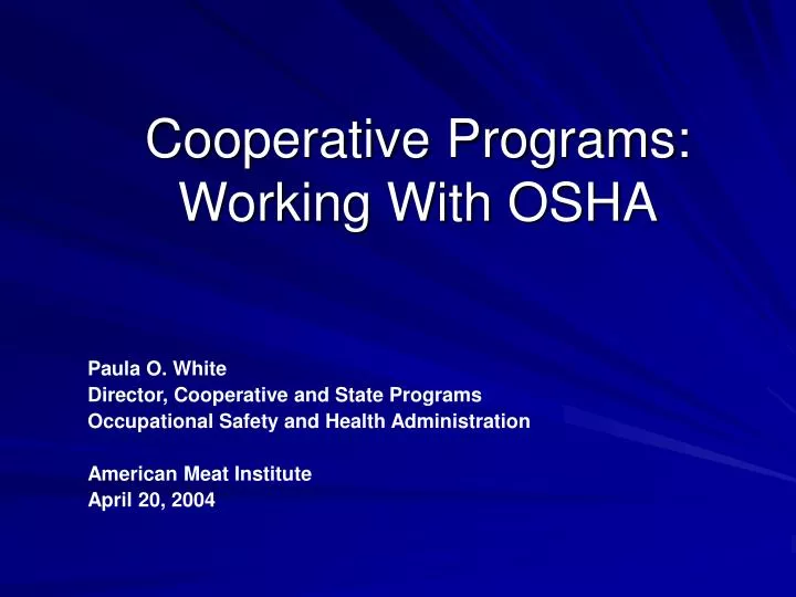 cooperative programs working with osha
