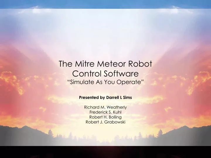 the mitre meteor robot control software simulate as you operate