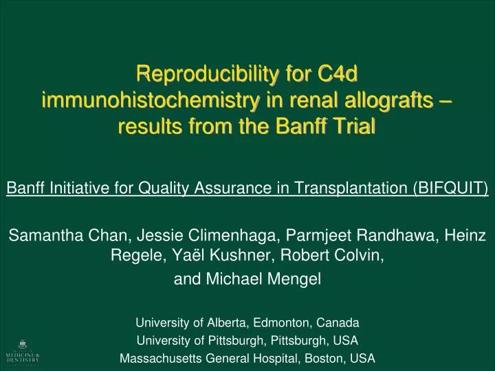 reproducibility for c4d immunohistochemistry in renal allografts results from the banff trial