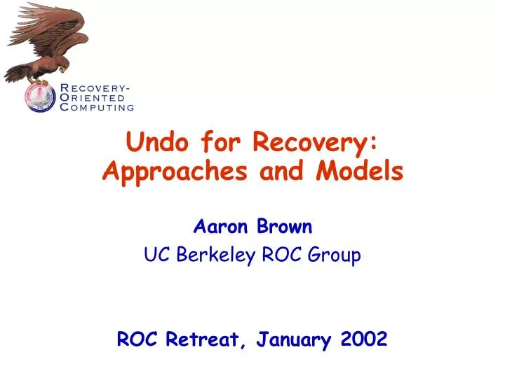 undo for recovery approaches and models