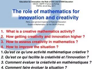 The role of mathematics for innovation and creativity