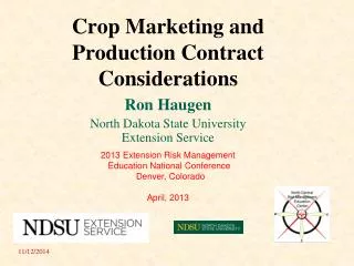 Crop Marketing and Production Contract Considerations