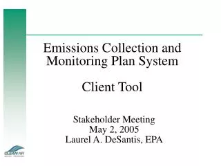 Emissions Collection and Monitoring Plan System Client Tool