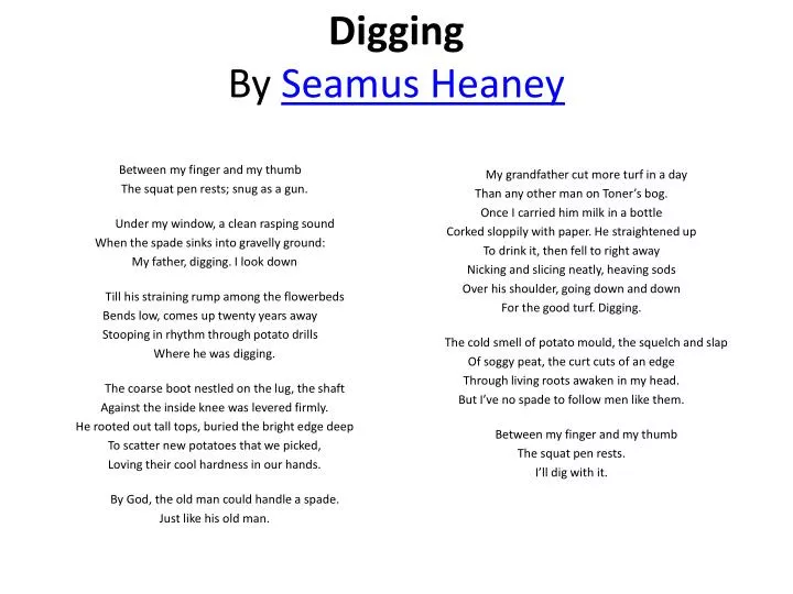 digging by seamus heaney