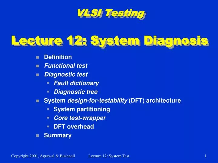 vlsi testing lecture 12 system diagnosis