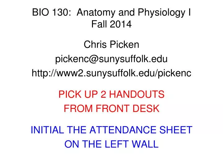bio 130 anatomy and physiology i fall 2014