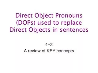 Direct Object Pronouns (DOPs) used to replace Direct Objects in sentences