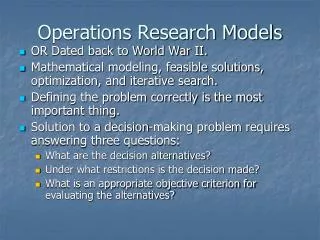 Operations Research Models