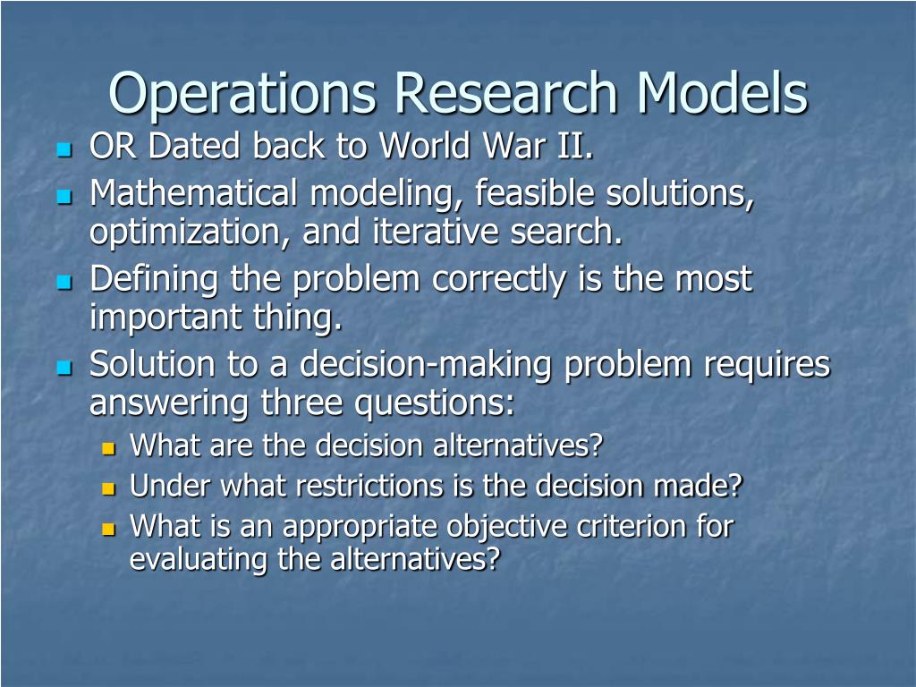 PPT - Exploring Operations Research Models for Effective Decision ...