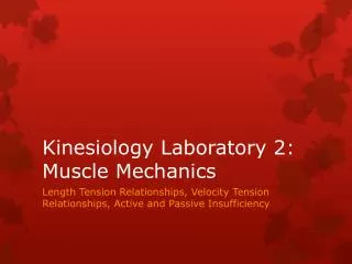 Kinesiology Laboratory 2: Muscle Mechanics