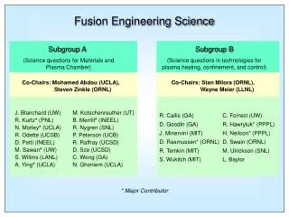 Fusion Engineering Science