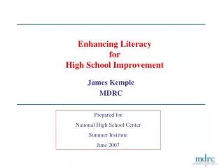 Enhancing Literacy for High School Improvement