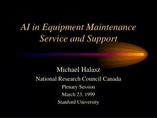 AI in Equipment Maintenance Service and Support