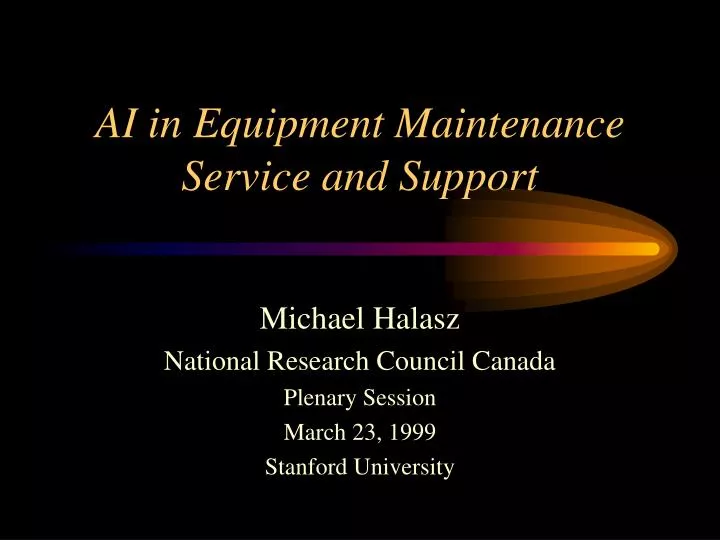 ai in equipment maintenance service and support
