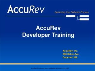 AccuRev Developer Training