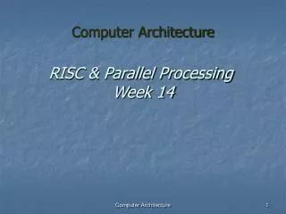 RISC &amp; Parallel Processing Week 14