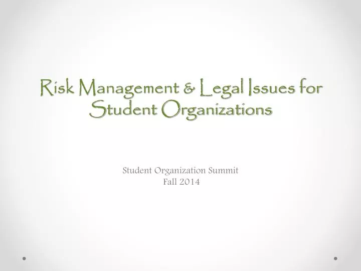 risk management legal issues for student organizations
