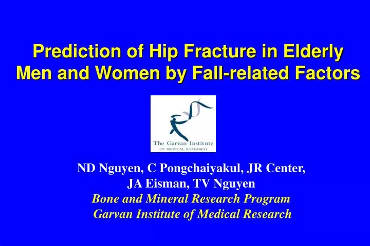 prediction of hip fracture in elderly men and women by fall related factors