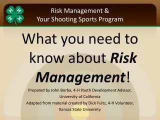 Risk Management &amp; Your Shooting Sports Program
