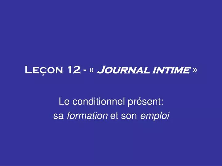 le on 12 journal intime