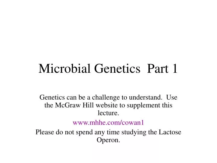 microbial genetics part 1