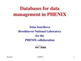 Databases for data management in PHENIX