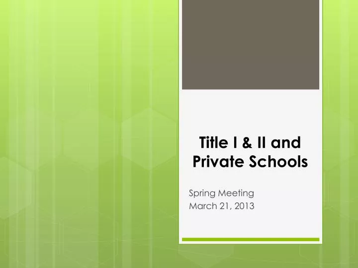 title i ii and private schools