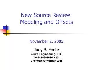 New Source Review: Modeling and Offsets