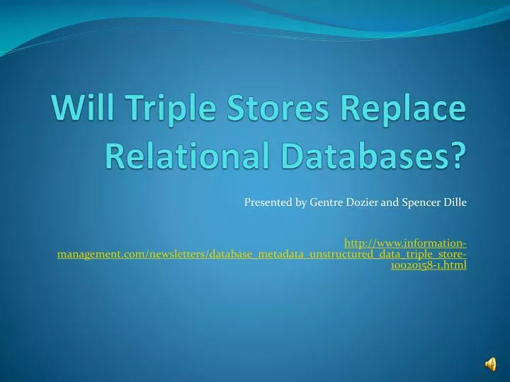 will triple stores replace relational databases