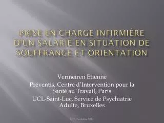 prise en charge infirmi re d un salari en situation de souffrance et orientation