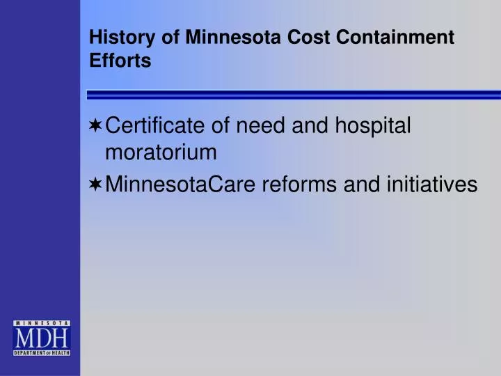 history of minnesota cost containment efforts