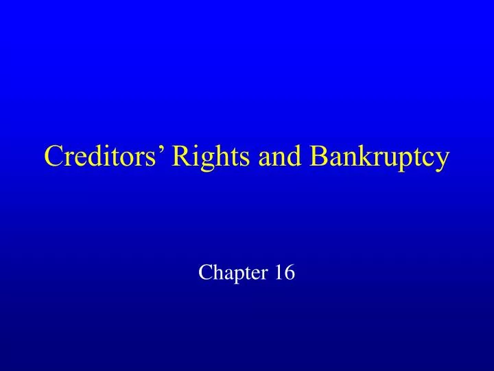 creditors rights and bankruptcy