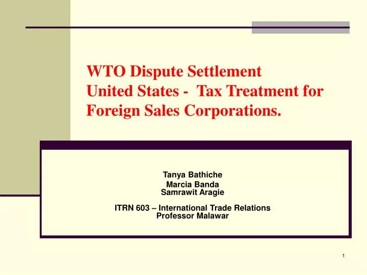 wto dispute settlement united states tax treatment for foreign sales corporations