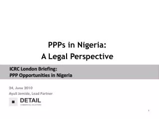 PPPs in Nigeria: A Legal Perspective