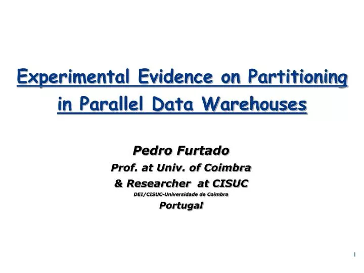 experimental evidence on partitioning in parallel data warehouses
