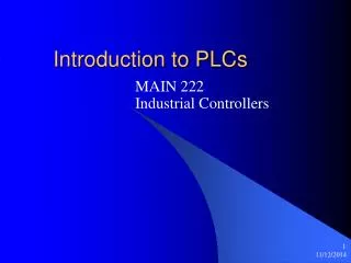 Introduction to PLCs