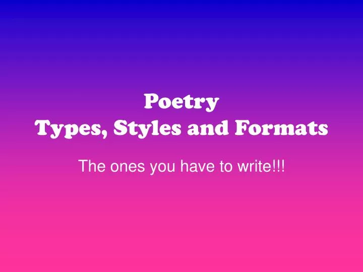 poetry types styles and formats