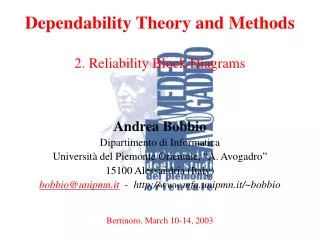 Dependability Theory and Methods 2. Reliability Block Diagrams