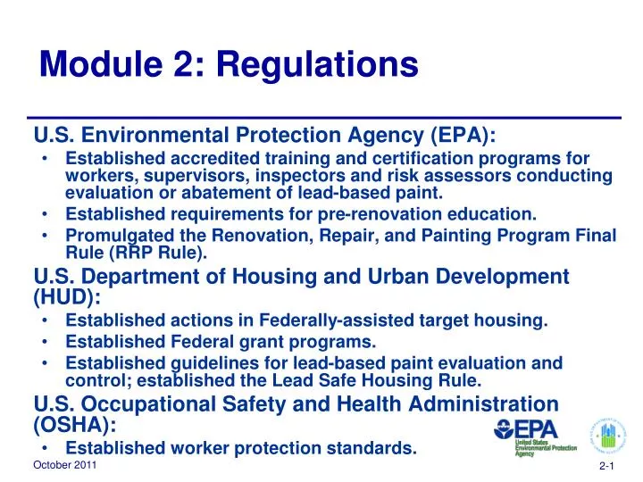 module 2 regulations