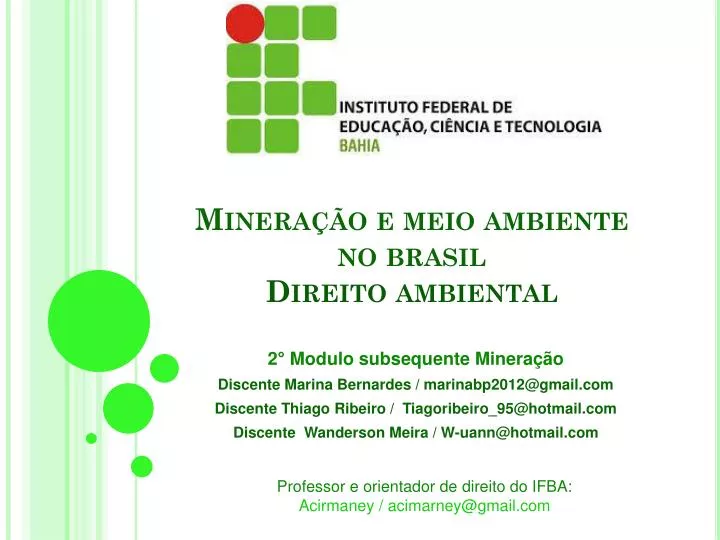 minera o e meio ambiente no brasil direito ambiental