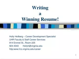 Writing a Winning Resume!