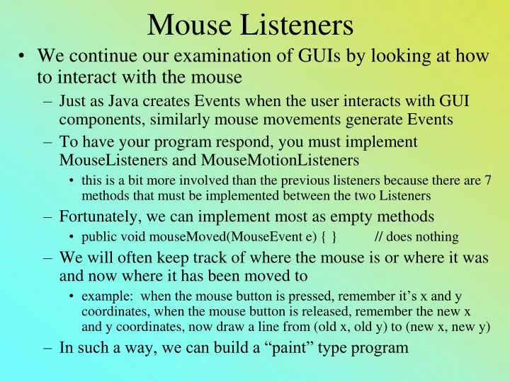 mouse listeners