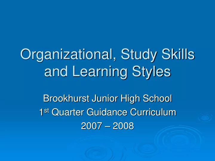 organizational study skills and learning styles